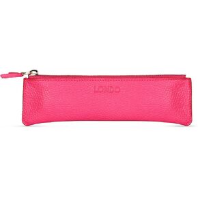 Londo Zippered Genuine Leather Pen and Pencil Case Cosmetic Pouch
