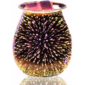 Mosaic Glass Wax melt Warmer, Candle Wax Warmer, Electric Oil Burner, Wax Warmer for Scented Wax, for Essential Oil Burner & Wax Melts Burner（Platinum Square）