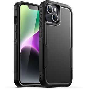 JETech Case for iPhone 14 6.1-Inch, Heavy Duty Dual-Layer Rugged Protection, Shockproof Protective Tough Phone Cover with Matte Back (Black)