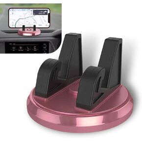 Pack-1 Car Dashboard Phone Holder, Non-slip Center Console Desktop Grab and Go Navigation Bracket, 360 Degree Rotatable Shockproof Portable Holder, Universal for Car Home Office (Pink & Black)