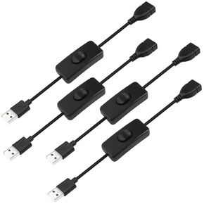 USB Extension Cable 4 Pcs 5V Male to Female Extender with Switch Suitable for 5V USB Fan, LED Strip, Desk Lamp, Driving Recorder LED Strip