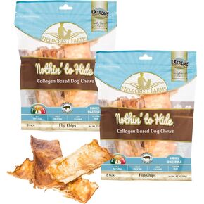 Fieldcrest Farms Nothin to Hide Flip Chips Dog Chews - Natural Rawhide Alternative Treats for Dogs, Chicken, Beef or Peanut Butter Flavor Snack for All Breed Dogs - 2 Pack (Beef)