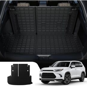 Dattumar Cargo Mat Compatible with 2024 Toyota Grand Highlander Trunk Mat Cargo Liner TPE Back Seat Cover Protector Grand Highlander Accessories (2024, Trunk Mat with Backrest Mat)