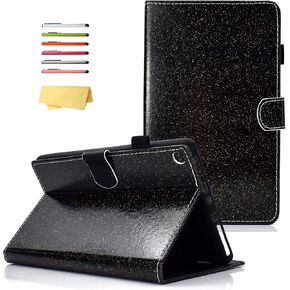 for Kindle Fire HD 8 Case 8th/7th/6th Generation (2016/2017/2018) with Stand/Pencil Holder/Pockets [Embossed Pattern] PU Leather Folio Magnetic Wallet Shockproof Cover, Purple Peacock Flower