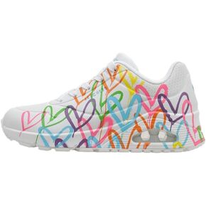 SKECHERS Women's James GOLDCROWN: UNO-Highlight Love Sneaker, White/Multi, 8