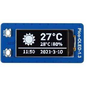 Waveshare 1.3inch OLED Display Module for Raspberry Pi Pico 64×128 Pixels with SPI/I2C Interface Embedded SH1107 Driver Comes with Raspberry Pi Pico C/C++ and MicroPython Demo