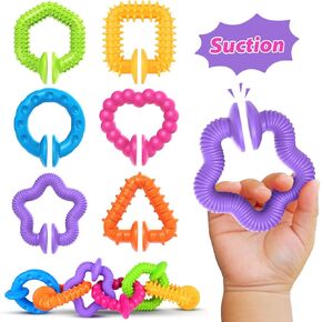Richtim Bath Toys Toddlers Suction Toys: 6 Pack Colorful Textured Suction Bath Toys for Bathtime - Baby No Hole Bath Toys
