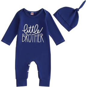 Newborn Baby Boy Clothes Letter Print Romper Set Long Sleeve Round Neck Bodysuit Hat Infant Fall Winter Outfits