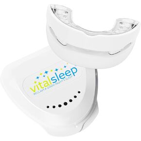 واقي الفم للشخير من VitalSleep، مقاس رجالي، قطعة الفم المضادة للشخير، قابلة للتعديل مع انطباعات الأسنان، جهاز الشخير مصنوع في الولايات المتحدة الأمريكية ومرخص من إدارة الغذاء والدواء (شفاف)