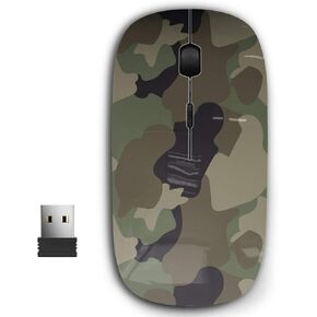 2.4G Ergonomic Portable USB Wireless Mouse for PC, Laptop, Computer, Notebook with Nano Receiver (Military Green Brown)