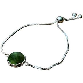 Recycled Early 1900's Purple Medicine Bottle Glass and Sterling Silver Botanical Series Adjustable Slider Bracelet in Kuwait
