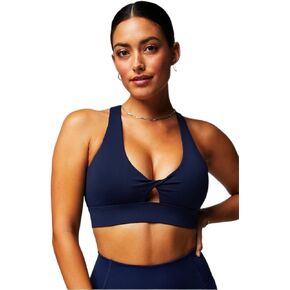 Fabletics Women's Oasis Twist Sports Bra, Workout, Yoga, Athletic, Fitness, Knit, 2X, Deep Navy