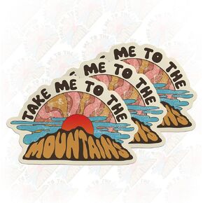 (3PCS) Take Me to The Mountains Sticker Music Lover Hiking Camping Adventure Quote Die Cut Waterproof Vinyl Sticker for Water Bottle Tumbler Hard Hat Helmet Car Laptop Gift (2 Inches)