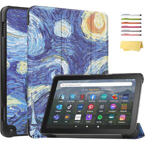 Case for Amazon Kindle Fire HD 8 & Fire HD 8 Plus Tablet (12th/10th Generation, 2022/2020 Release) 8" Slim Lightweight Trifold Smart Stand Cover with Auto Wake/Sleep, Starry Night Van Gogh