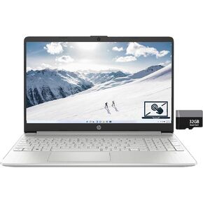 HP 15.6" Touchscreen Laptop, Intel Core i3-1215U Processor, 32GB RAM, 1TB SSD, Numeric Keypad, Bluetooth, Wi-Fi, Long Battery Life, SD Card Reader, Windows 11 Home, Alpacatec Accessories, Silver
