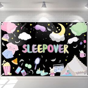 Avezano Sleepover Backdrop Banner for Girls Slumber Spa Makeup Party Decoration Slumber Pajamas Pillow Fight Theme Backdrops Supplies 70.8 x 43.3 Inch