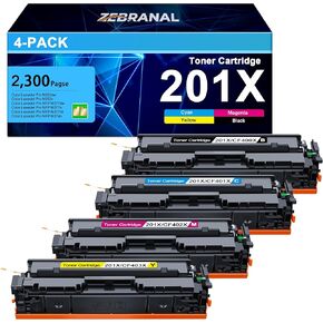 خراطيش حبر 201X مكونة من 4 عبوات عالية الإنتاجية 201A - تعمل مع طابعة HP Color Laserjet Pro MFP M277dw MFP M252dw؛ طابعة ليزر جيت برو MFP M277 M252 الملونة in Kuwait