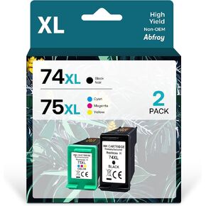 74 75 Ink Cartridges Combo Pack Remanufactured for Hp Ink 74XL 75XL Work with Hp C4480 C4280 C5280 C5550 D4360 D4260 D4280 Printer (2 Pack)