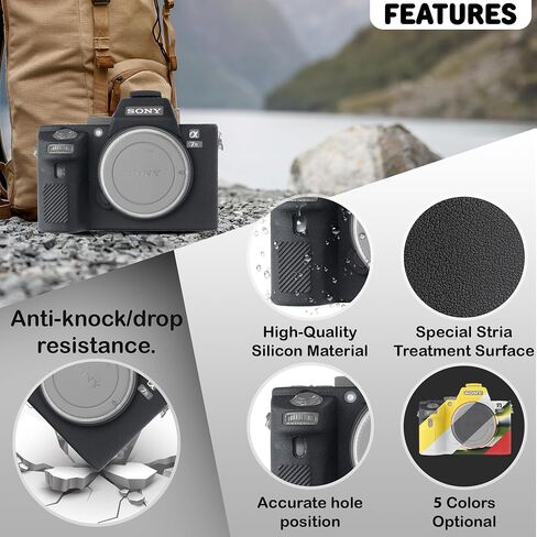 Camera Case for A7II/ A7RII / A7SII / A7MII - Protective Silicone DSLR Skin Cover, Detachable Cage, Shockproof, Dustproof (Black) in Saudi Arabia