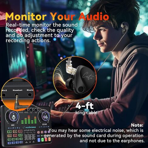 Podcast IEM Earphones KZ Castor - Adjustable Enhanced Bass, Harman Target, Detachable Wired in Ear Monitor Headphones for Musicians Drum Guitar, Audífonos Intraurales (with Mic) in Saudi Arabia