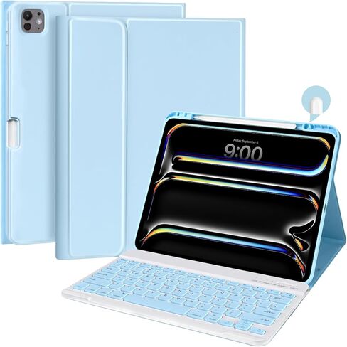 aMZCaSE for iPad Pro 13 inch Case 2024 with Keyboard,M4 of iPad 13 Pro Keyboard Case with Bluetooth Wireless Detachable Smart Sleep/Wake Keyboard&Pencil Holder for iPad Pro 13 inch,Black in Saudi Arabia