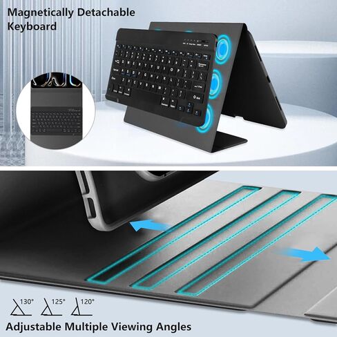 حافظة لوحة المفاتيح لجهاز سامسونج جالاكسي تاب S8 الترا 14.6 بوصة 2022، لوحة مفاتيح بلوتوث قابلة للفصل مغناطيسيًا، غطاء حامل نحيف خفيف الوزن مع حامل قلم S، النوم/الاستيقاظ التلقائي، SM-X900/X906، أسود in Kuwait