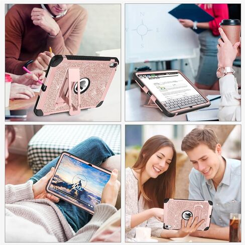 BENTOBEN for iPad 10th Generation Case, iPad 10.9 Case 2022 with Kickstand Glitter Sparkly 3 Layers Rugged Shockproof Protective Tablet Cover Case for iPad 10.9 Inch 2022 Release, Rose Gold in Saudi Arabia