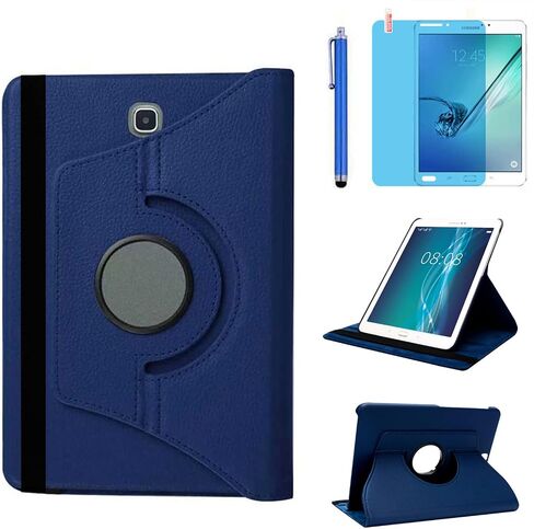 Case for Samsung Galaxy Tab S2 8.0 inch 2015 (SM-T710 T715 T713 T719),360 Degree Rotating Stand Case Smart Protective Cover,with Stylus Pen,Screen Film (Deep Blue) in Saudi Arabia