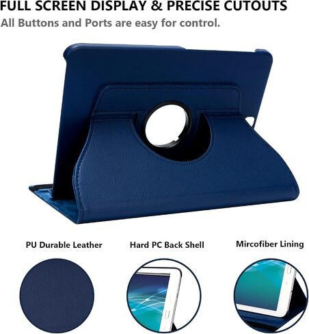 Case for Samsung Galaxy Tab S2 8.0 inch 2015 (SM-T710 T715 T713 T719),360 Degree Rotating Stand Case Smart Protective Cover,with Stylus Pen,Screen Film (Deep Blue) in Saudi Arabia