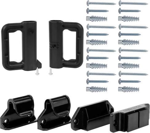 Retractable Baby Gate Replacement Parts Mesh Baby Gate Hardware Retractable Dog Gate Full Set Wall Mounting Baby Gate Parts Retractable Pet Gate Accessories with Screws, Black in Saudi Arabia