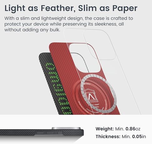 PITAKA for iPhone 16 Pro Max Case Compatible with MagSafe, Thin & Light Case iPhone 16 Pro Max with a Caseless Feel, Glow in the Dark, 1500D Aramid Fiber Woven [Luminous Tactile Woven Case-NoProblemo] in Kuwait