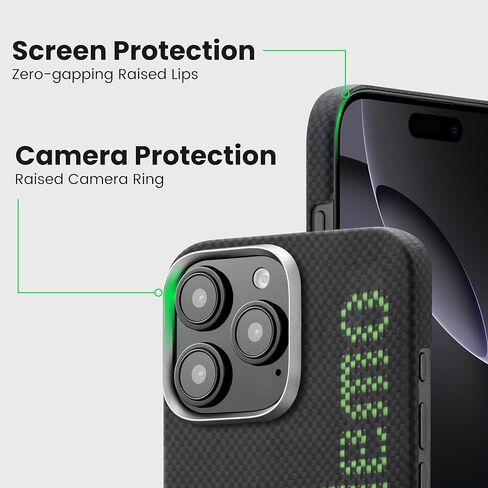 PITAKA for iPhone 16 Pro Max Case Compatible with MagSafe, Thin & Light Case iPhone 16 Pro Max with a Caseless Feel, Glow in the Dark, 1500D Aramid Fiber Woven [Luminous Tactile Woven Case-NoProblemo] in Kuwait