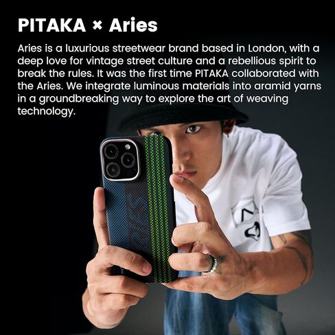 PITAKA for iPhone 16 Pro Max Case Compatible with MagSafe, Thin & Light Case iPhone 16 Pro Max with a Caseless Feel, Glow in the Dark, 1500D Aramid Fiber Woven [Luminous Tactile Woven Case-NoProblemo] in Saudi Arabia