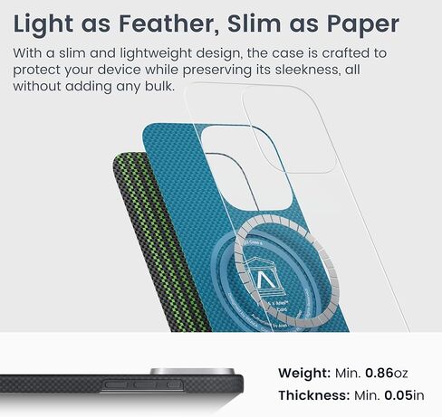 PITAKA for iPhone 16 Pro Max Case Compatible with MagSafe, Thin & Light Case iPhone 16 Pro Max with a Caseless Feel, Glow in the Dark, 1500D Aramid Fiber Woven [Luminous Tactile Woven Case-NoProblemo] in Saudi Arabia