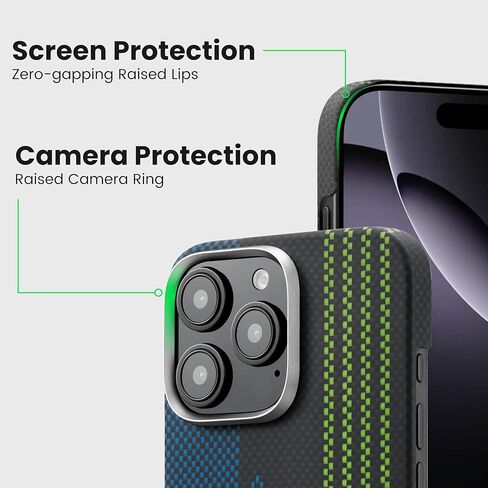 PITAKA for iPhone 16 Pro Max Case Compatible with MagSafe, Thin & Light Case iPhone 16 Pro Max with a Caseless Feel, Glow in the Dark, 1500D Aramid Fiber Woven [Luminous Tactile Woven Case-NoProblemo] in Saudi Arabia