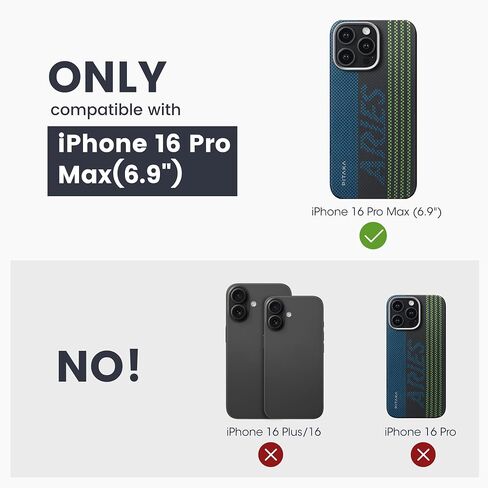 PITAKA for iPhone 16 Pro Max Case Compatible with MagSafe, Thin & Light Case iPhone 16 Pro Max with a Caseless Feel, Glow in the Dark, 1500D Aramid Fiber Woven [Luminous Tactile Woven Case-NoProblemo] in Saudi Arabia