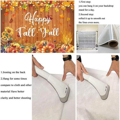Happy Fall Y'all راية خلفية 7x5FT الخريف أوراق القيقب اليقطين الخشب جدار خلفية للتصوير الفوتوغرافي الخريف عيد الشكر زينة الحفلات لوازم صور الدعائم in Kuwait