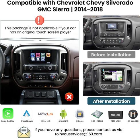 Roinvou [8 Core 6G+128G] for Chevrolet Chevy Silverado GMC Sierra 2014-2018 Android Radio with Wireless Carplay Android Auto, 10.1 Inch IPS Touch Screen Car Stereo, Bluetooth 5.0, 32 EQ, GPS, 59UI in Saudi Arabia