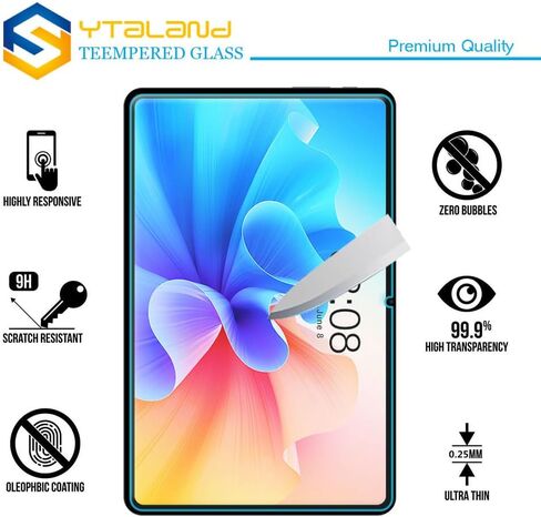 واقي شاشة زجاجي Ytaland لهاتف TECLAST T40S / T40 Plus / T40 Pro مقاس 10.4 بوصة، [عبوتان] غطاء فيلم زجاجي مقوى مضاد لبصمات الأصابع وخالي من الفقاعات in Kuwait