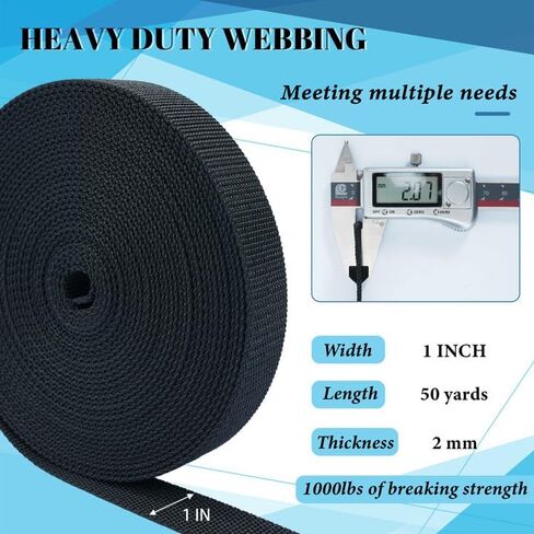 MELOTOUGH 1 inch Webbing strap-10 25 50 Yards Heavy Duty Polyester Webbing-8 Colors Strapping for Tote Bags,Outdoor DIY Gear Repair,Crafting,Climbing in Saudi Arabia