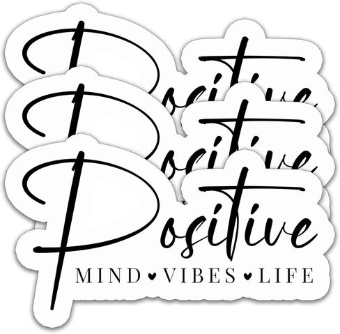 (3PCS) Positive Mind Vibes Life Black Sticker, Motivational Quotes, Inspirational Quotes Stickers,Waterproof Vinyl Decal Decor Books Laptops Tumblers Kindles 3'' x 1.8 " in Saudi Arabia