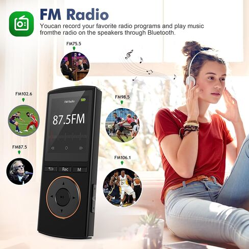 مشغل MP3، مشغلات MP3 Safuciiv بسعة 36 جيجابايت، بلوتوث 5.2، راديو FM، جودة صوت لا تفقد، تسجيل بلمسة واحدة - تجربة صوتية استثنائية لمحبي الموسيقى أثناء التنقل، أسود in Saudi Arabia