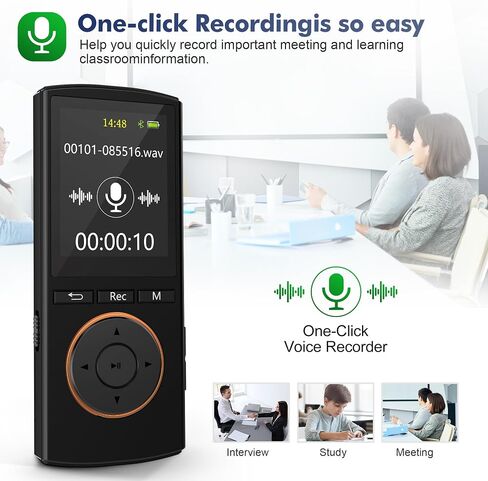 مشغل MP3، مشغلات MP3 Safuciiv بسعة 36 جيجابايت، بلوتوث 5.2، راديو FM، جودة صوت لا تفقد، تسجيل بلمسة واحدة - تجربة صوتية استثنائية لمحبي الموسيقى أثناء التنقل، أسود in Saudi Arabia