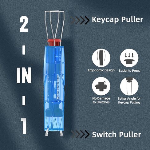 2-in-1 Keycap Switch Puller, 304 Stainless Steel Key Removal Tool for Hot Swappable Mechanical Keyboard and DIY Custom Gaming Keyboard - Transparent Blue in Saudi Arabia