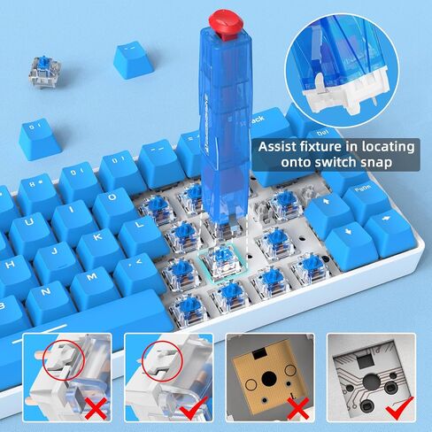 2-in-1 Keycap Switch Puller, 304 Stainless Steel Key Removal Tool for Hot Swappable Mechanical Keyboard and DIY Custom Gaming Keyboard - Transparent Blue in Saudi Arabia