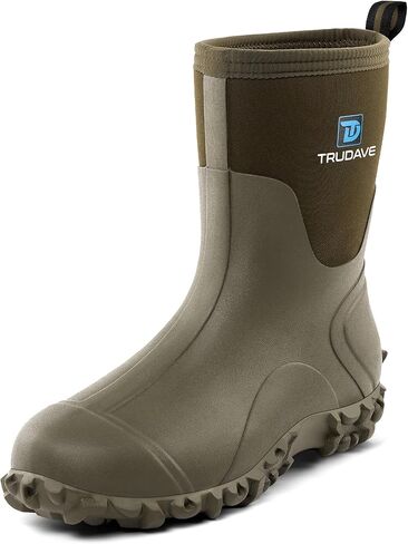 أحذية مطاطية للرجال، أحذية مطر معزولة من النيوبرين مقاس 6 مم مع ساق فولاذية، أحذية عمل مقاومة للماء متوسطة الساق للرجال، أحذية طين متينة مضادة للانزلاق للزراعة والبستنة والصيد، مقاس 7-13 in Kuwait