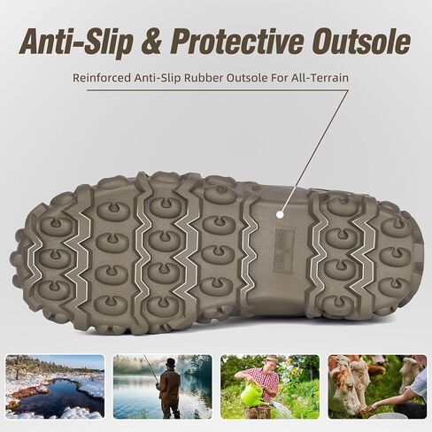 أحذية مطاطية للرجال، أحذية مطر معزولة من النيوبرين مقاس 6 مم مع ساق فولاذية، أحذية عمل مقاومة للماء متوسطة الساق للرجال، أحذية طين متينة مضادة للانزلاق للزراعة والبستنة والصيد، مقاس 7-13 in Kuwait