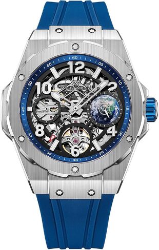 WM Welly Merck Men's Watch, Automatic Watches for Men, 24H/Second Subdial, Silver 316 Stainless Steel Case, Mechanical Dress Watch for Men Business, Water Resistant in Saudi Arabia
