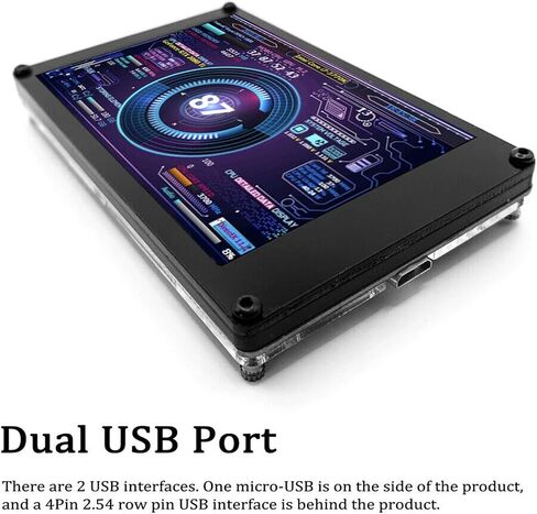 PC CPU HDD Data Monitor, 3.5in IPS Computer Temperature Display with Holder, Live Readouts GPU Internet Speed Weather Visual Theme Editor, USB Computer Temp Monitor for RasPi, for in Saudi Arabia