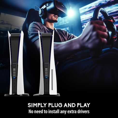 موزع USB Fosmon لجهاز PS5، شاحن موسع USB عالي السرعة بـ 5 منافذ لجهاز PlayStation 5 (القرص/الإصدار الرقمي)، 4 USB + 1 شحن USB + منفذ واحد من النوع C - أسود (ليس لـ 2023 PS5 Slim) in Kuwait